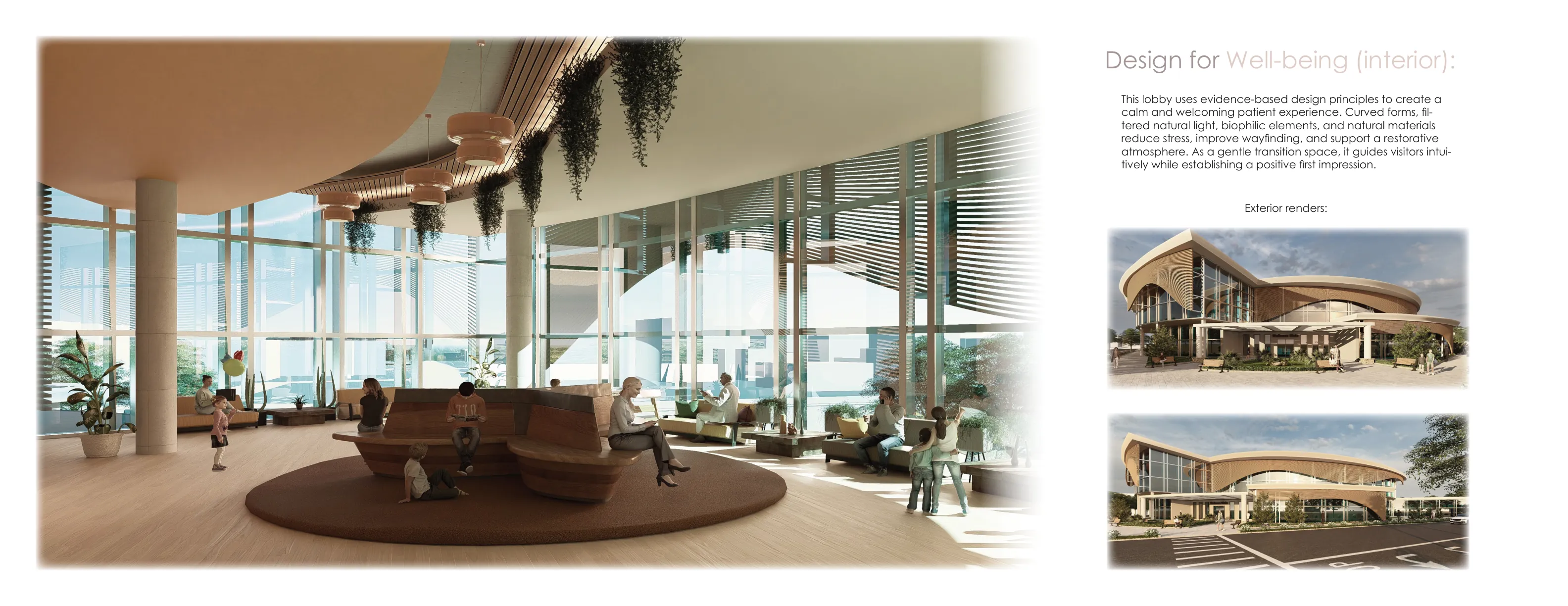 Winter Garden Wellness Clinic - lobby interior and exterior renders