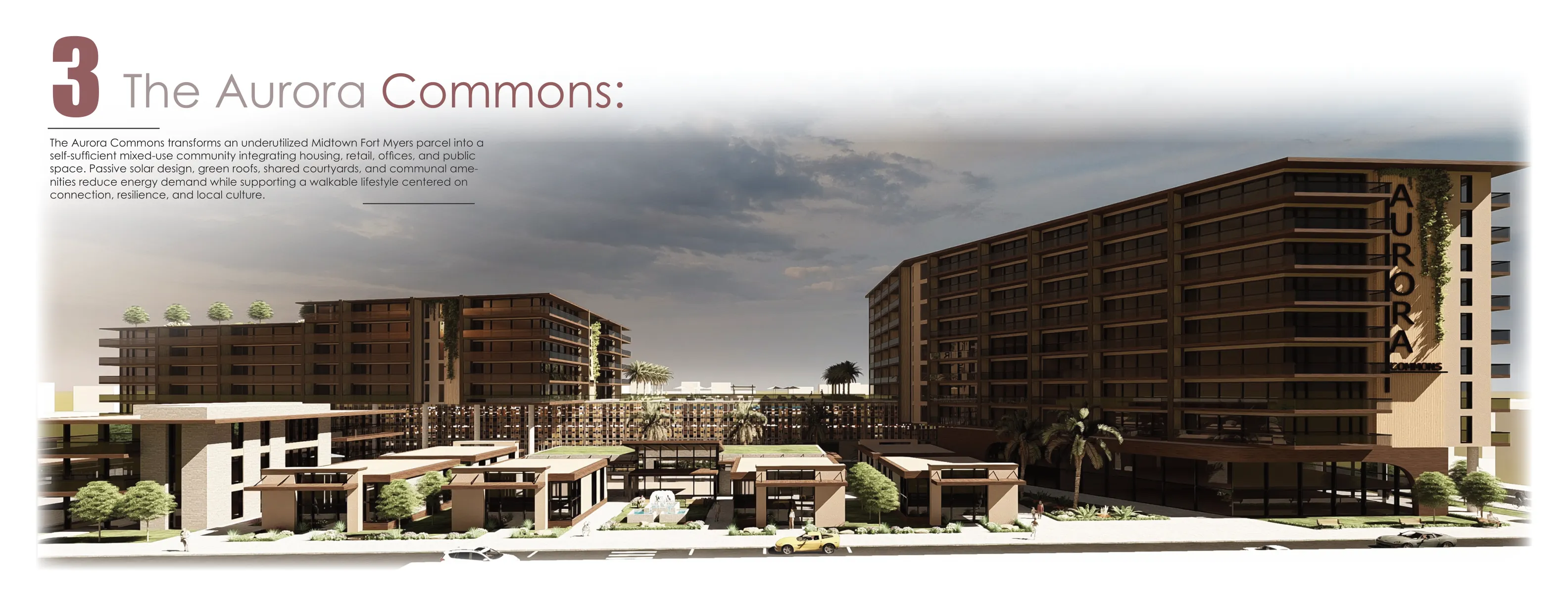 The Aurora Commons - Midtown Fort Myers mixed-use community street render